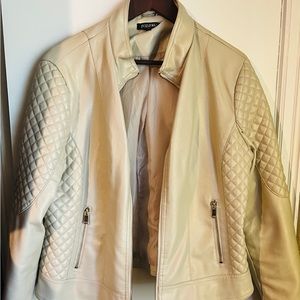Faux Leather jacket, cream in color, Size XL